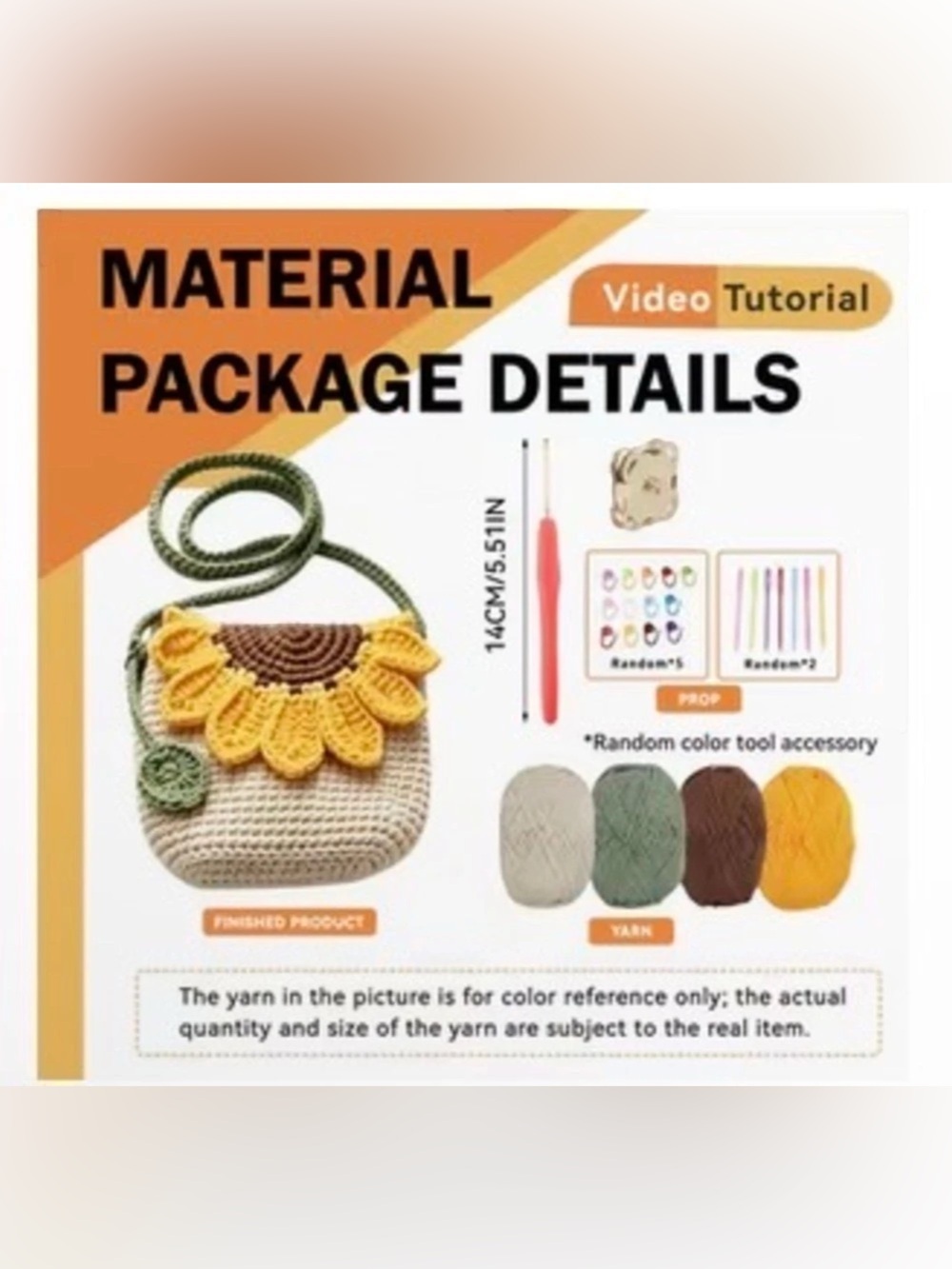 Sunflower Crochet Shoulder Bag Kit Beige & Yellow